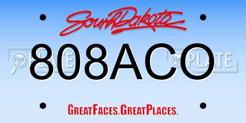 808ACO South Dakota License Plate