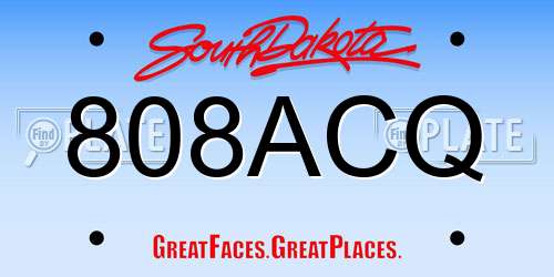 808ACQ South Dakota License Plate