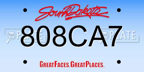 808CA7 South Dakota License Plate