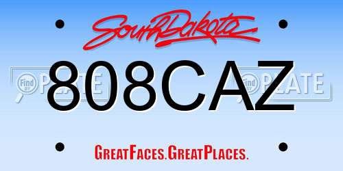 808CAZ South Dakota License Plate