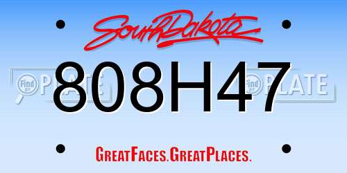 808H47 South Dakota License Plate