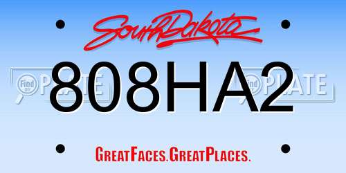 808HA2 South Dakota License Plate