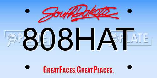 808HAT South Dakota License Plate