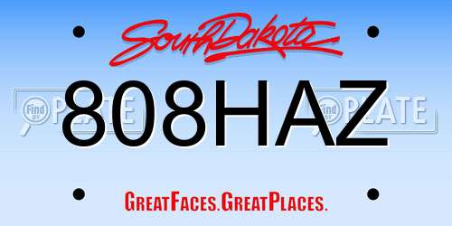 808HAZ South Dakota License Plate