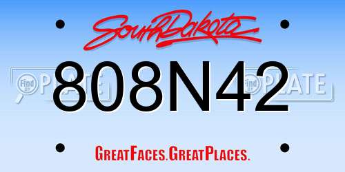 808N42 South Dakota License Plate