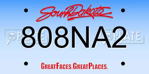 808NA2 South Dakota License Plate