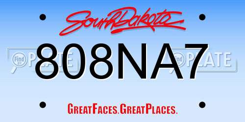 808NA7 South Dakota License Plate