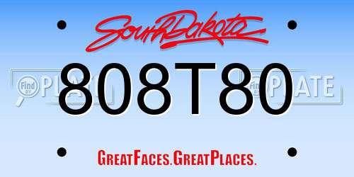 808T80 South Dakota License Plate