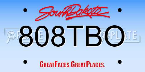 808TBO South Dakota License Plate