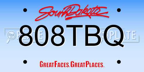 808TBQ South Dakota License Plate