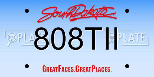 808TII South Dakota License Plate