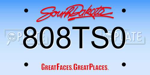 808TS0 South Dakota License Plate