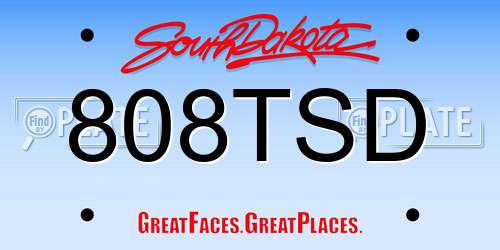 808TSD South Dakota License Plate