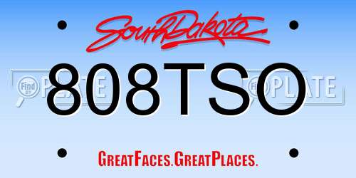808TSO South Dakota License Plate