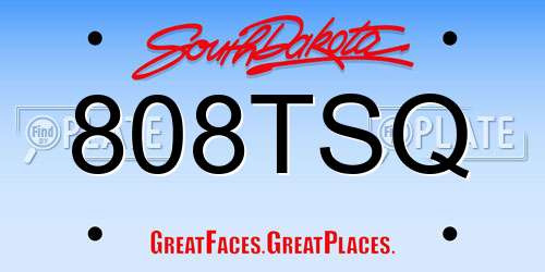 808TSQ South Dakota License Plate