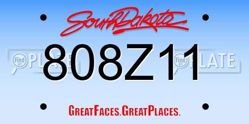 808Z11 South Dakota License Plate