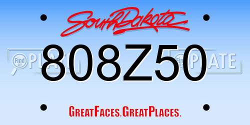808Z50 South Dakota License Plate