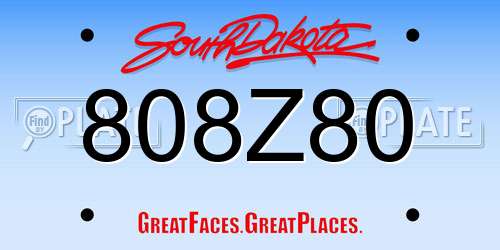 808Z80 South Dakota License Plate