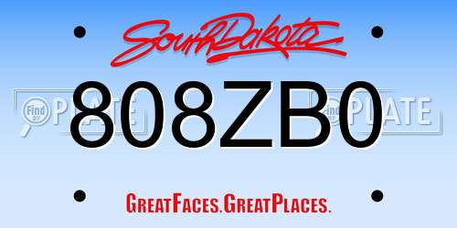 808ZB0 South Dakota License Plate