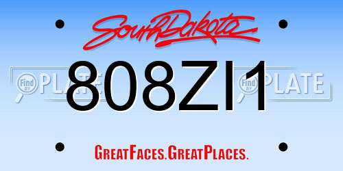 808ZI1 South Dakota License Plate