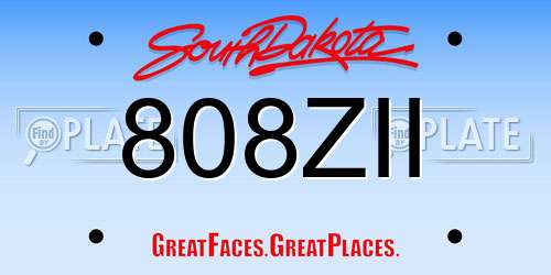 808ZII South Dakota License Plate