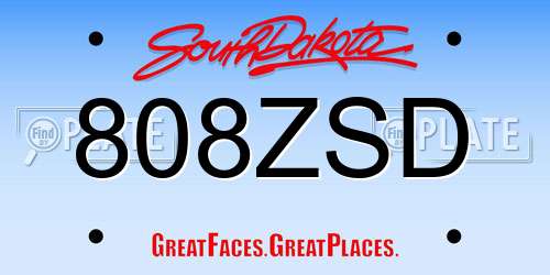 808ZSD South Dakota License Plate