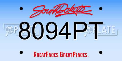 8094PT South Dakota License Plate