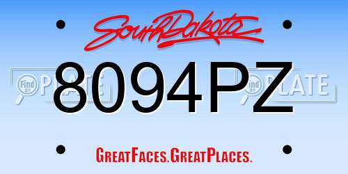 8094PZ South Dakota License Plate