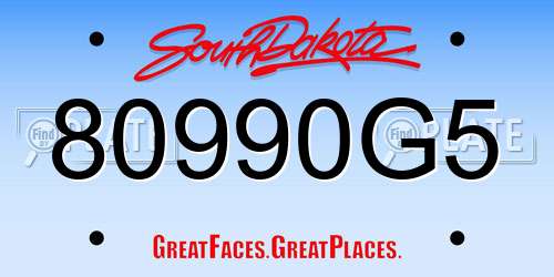 80990G5 South Dakota License Plate