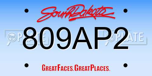 809AP2 South Dakota License Plate
