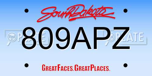 809APZ South Dakota License Plate