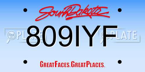 809IYF South Dakota License Plate