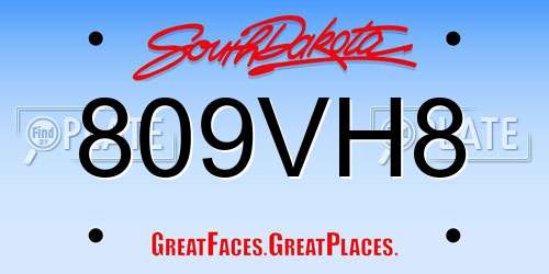 809VH8 South Dakota License Plate