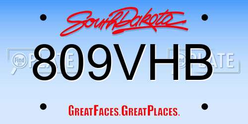 809VHB South Dakota License Plate