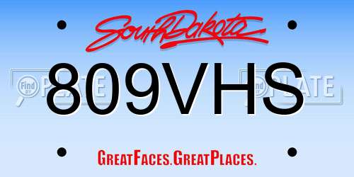 809VHS South Dakota License Plate