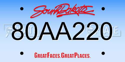80AA220 South Dakota License Plate