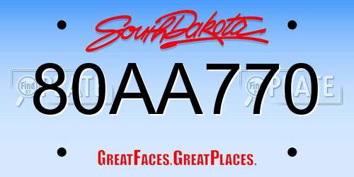 80AA770 South Dakota License Plate