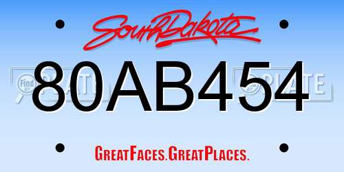 80AB454 South Dakota License Plate