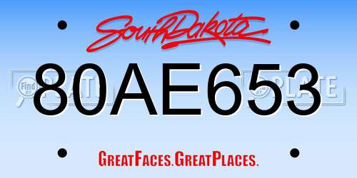 80AE653 South Dakota License Plate