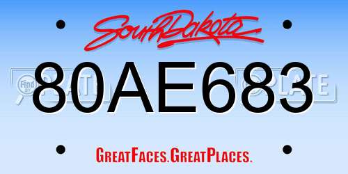 80AE683 South Dakota License Plate