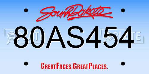 80AS454 South Dakota License Plate