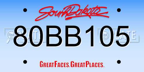 80BB105 South Dakota License Plate