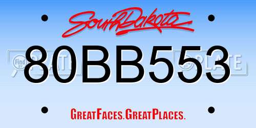 80BB553 South Dakota License Plate