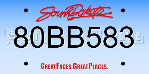 80BB583 South Dakota License Plate