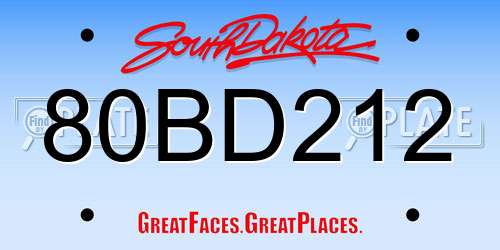 80BD212 South Dakota License Plate