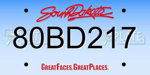 80BD217 South Dakota License Plate