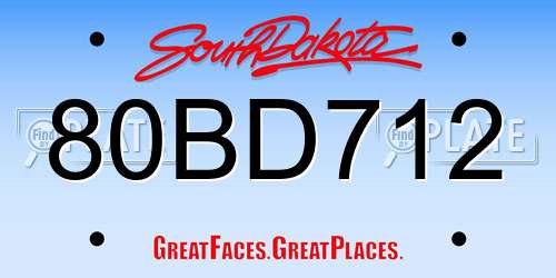 80BD712 South Dakota License Plate