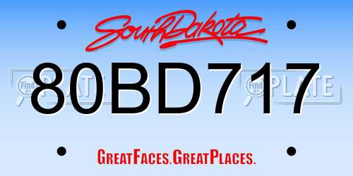 80BD717 South Dakota License Plate