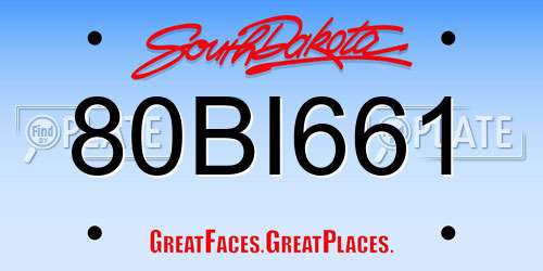 80BI661 South Dakota License Plate