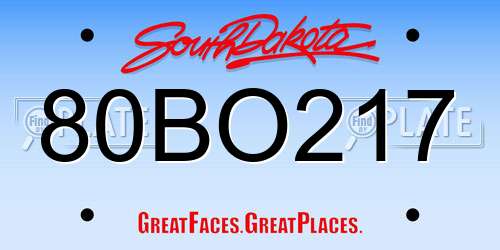 80BO217 South Dakota License Plate